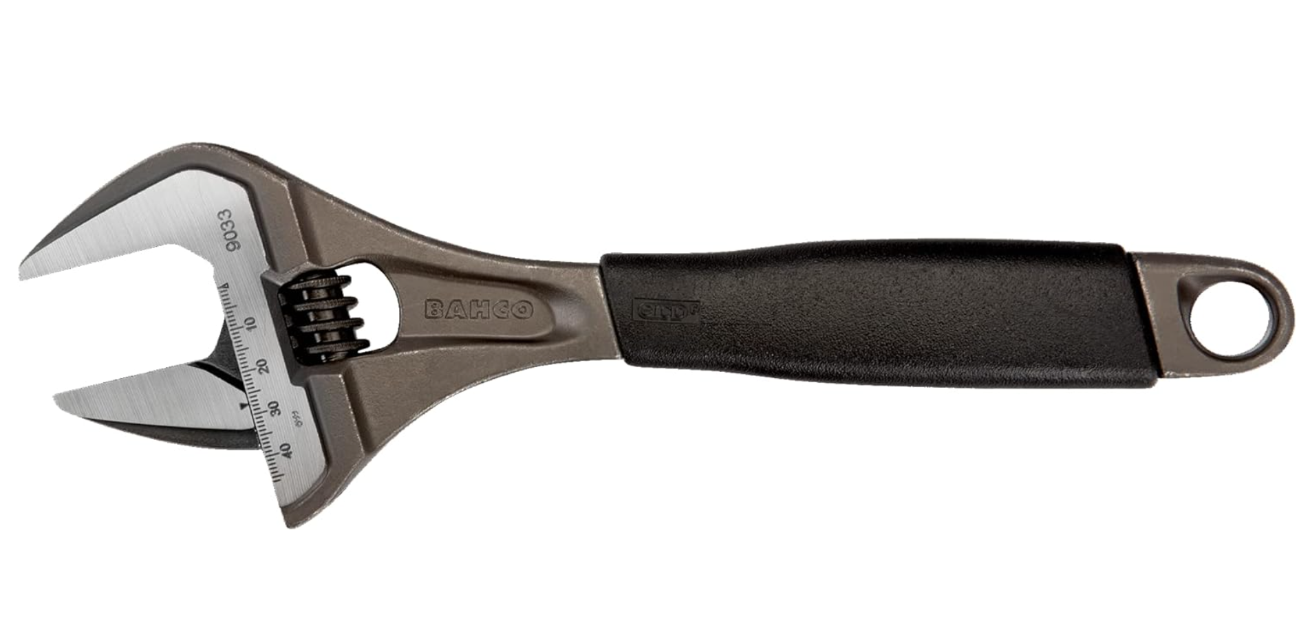 BAHCO 10-Inch Adjustable Wrench With Black Phosphate Finish, Slim Head, Tapered Jaws, Measurement Scale - 8072 R US