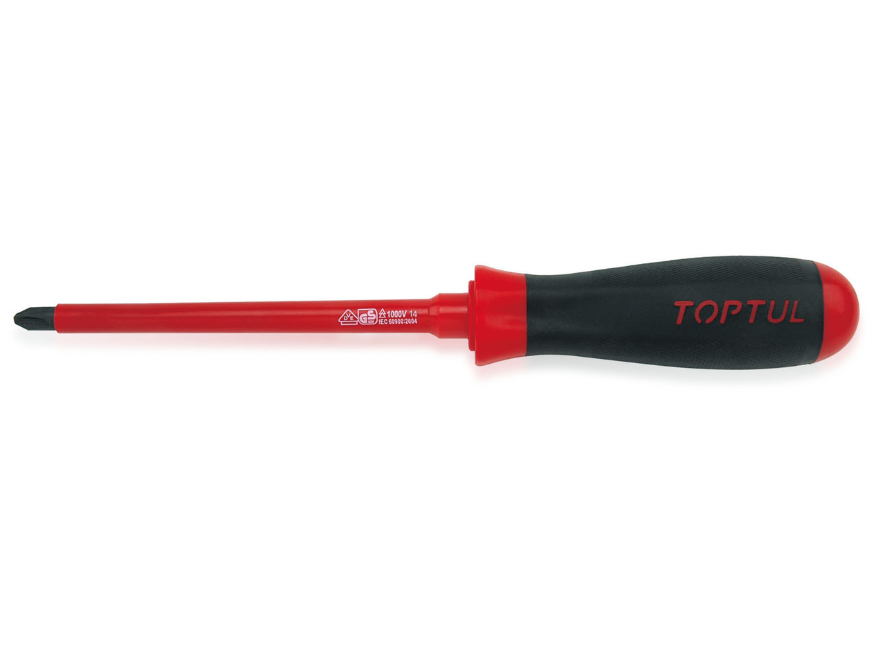 Phillips Screwdriver, Insulated, Steel, Rubber Handle