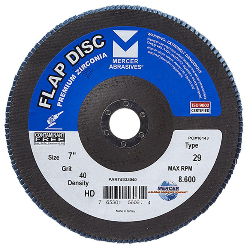 Flap Discs, Zirconia High Density, Type 29, 7" x 5/8"