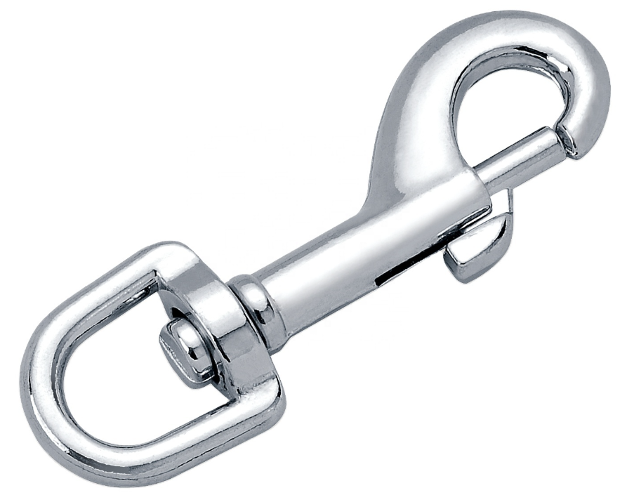 Swivel Eye Snap Hook, Round-Back Style, Stainless Steel