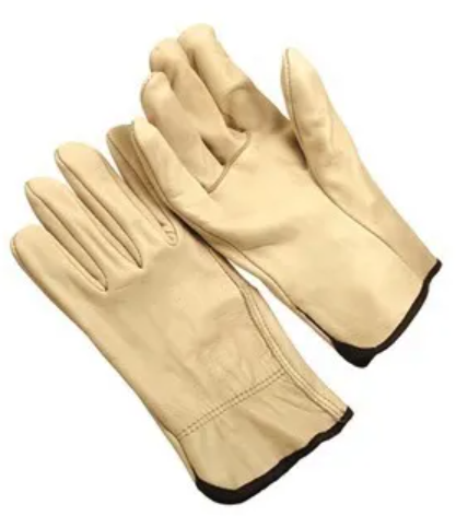 Gloves, Leather, Grain Driver Glove, Straight Thumb, Shirred Elastic Back
