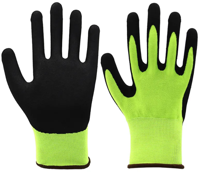 Gloves, Latex Coated, String Knit Shell, Yellow