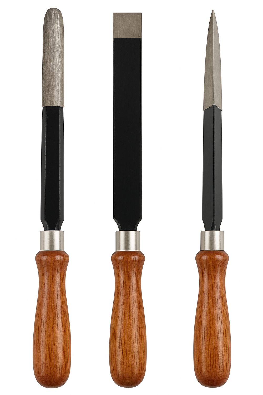 Bearing Scraper, Wooden Handle, Flat, Steel