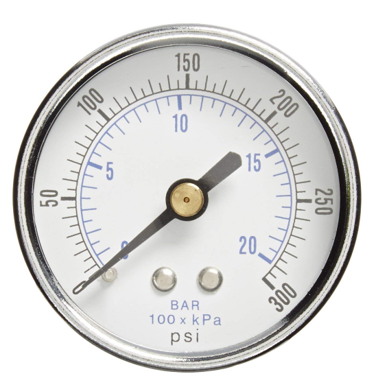 Pressure Gauge, Stainless, Rimless, Brass Internals, Glycerin, Back Mount