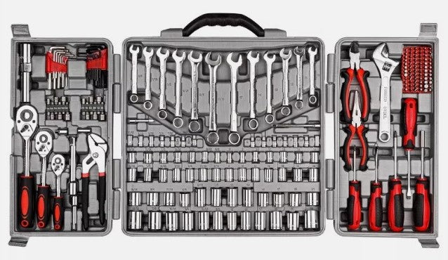Socket Wrench Set, Chrome, 1/4", 3/8" & 1/2" Dr, 6 Point , 135 Pc