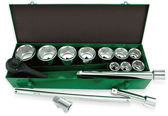 Socket Wrench Set, Chrome, 1'' Dr, 6 Point, 15 Pc