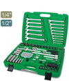 Socket Wrench Set, Chrome, 1/4" & 1/2" Dr, 106 Pc