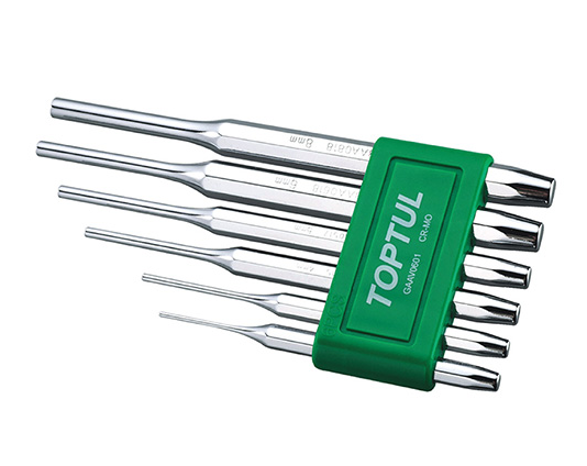 Pin Punch Set, Steel, 2 mm - 7 mm, 6 Pc