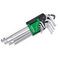 Hex Key Set, Ball Point, Long Arm, Steel, 1.5-10 mm, 9-Pc