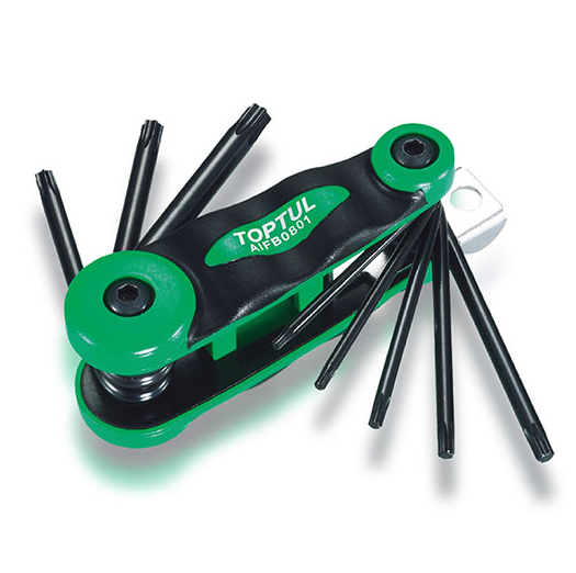 Star Key Set, Folding Torx, Steel, T9-T40, 8-Pc