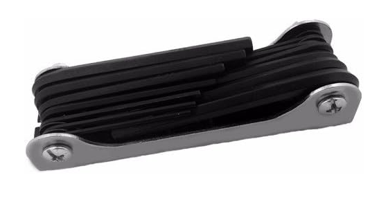 Hex Key Set, Folding, Steel, 3/16-3/8'', 5-Pc