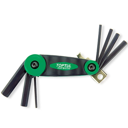 Hex Key Set, Folding, Steel, 2.5-10 mm, 7-Pc