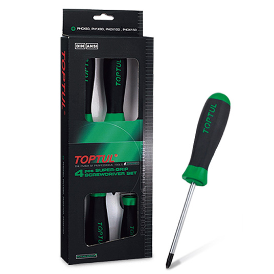 Phillips Screwdriver Set, Steel, Rubber Handle, #0 - #3, 4 Pc