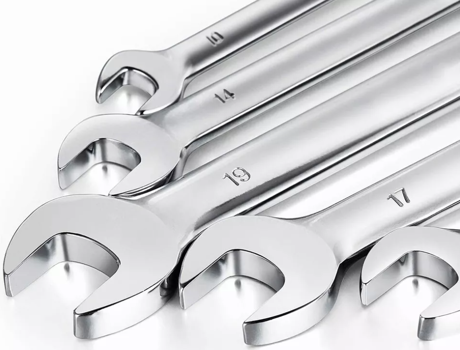 Combination Wrench Set, Stubby, Satin, Metric, 10-19 mm, 10 Pc