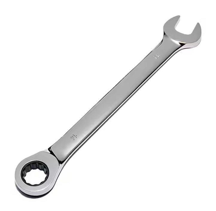 Ratchet Combination Wrench, Chrome, Metric