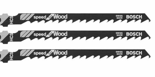 Jig Saw Blades, Speed For Wood, High Speed Steel, 4", 6 TPI, 3 Pk