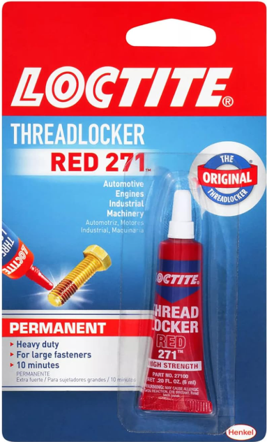 Loctite 271, Thread Locker, High Strength, Red, 6 ml